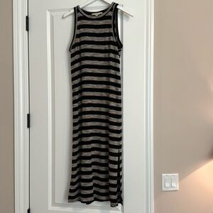 Loft Black Maxi Dress with Tan/white accents- size Medium
